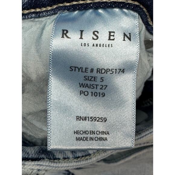 Risen Women's Acid Wash Straight Leg Stretch Denim Jeans - Size 5/27 (27x27) - Picture 5 of 6